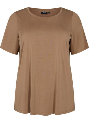 Zizzi T-shirt van Tencel ™ Modal met ronde hals, Coca Mocha, Packshot image number 0