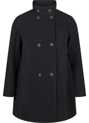 Zizzi Korte trenchcoat met A-lijn, Black, Packshot image number 0