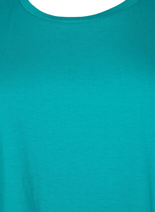 Zizzi T-shirt met korte mouwen van katoenmix, Teal Blue, Packshot image number 2