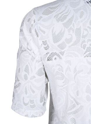 Zizzi Kanten blouse met korte mouwen, Bright White, Packshot image number 3