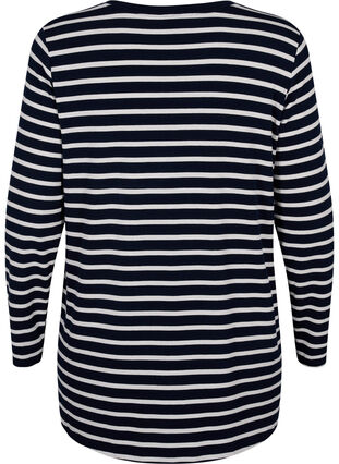 Zizzi Blouse met lange mouwen en strepen, Evening Blue Stripe, Packshot image number 1