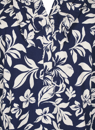 Zizzi Katoenen blouse met 3/4 mouwen en print, Naval Academy Flower, Packshot image number 2