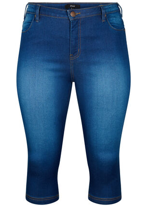 Zizzi High waist Amy capri jeans met super slim fit, Blue Denim, Packshot image number 0