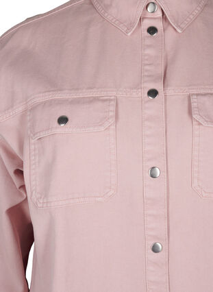 Zizzi Effen denim overhemd met borstzakken, Pale Mauve, Packshot image number 2