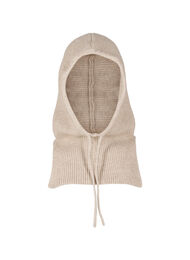 Gebreide balaclava met trekkoordjes, Silver Mink