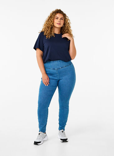 Zizzi Stretchy jeggings met hoge taille, Light Blue, Model image number 0