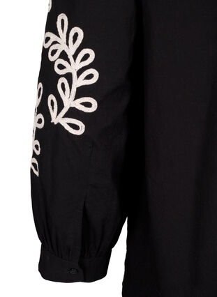 Zizzi Los katoenen shirt met borduursel, Black, Packshot image number 4