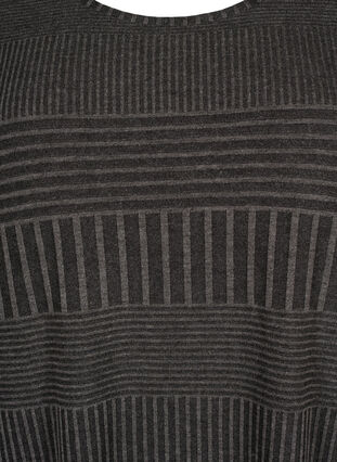 Zizzi Jurk met 3/4 mouwen en strepen, Dark Grey Mélange, Packshot image number 2