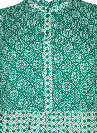 Zizzi A-vorm jurk met patronen en uitsnijdingen, Green AOP, Packshot image number 2