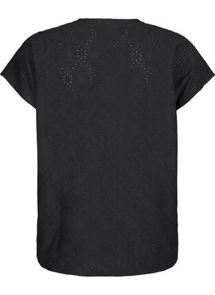 Zizzi Blouse met korte mouwen en bloemenborduursel, Black, Packshot image number 1