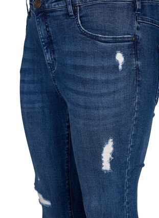 Zizzi Superslanke Amy jeans met slijtagedetails, Blue Denim, Packshot image number 2