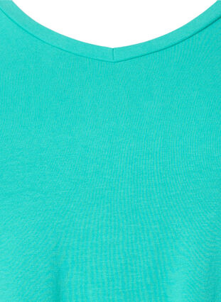 Zizzi Effen basic T-shirt van katoen, Aqua Green, Packshot image number 2