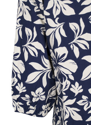 Zizzi Katoenen blouse met 3/4 mouwen en print, Naval Academy Flower, Packshot image number 3