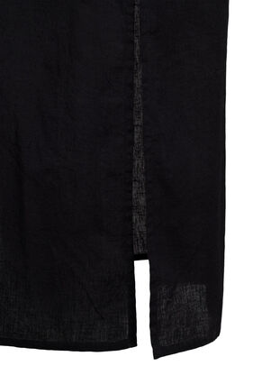 Zizzi Mouwloze jurk van katoenmix met linnen, Black, Packshot image number 3