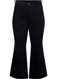 Bootcut ribbroek met hoge taille, Black