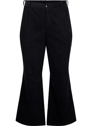 Zizzi Bootcut ribbroek met hoge taille, Black, Packshot image number 0