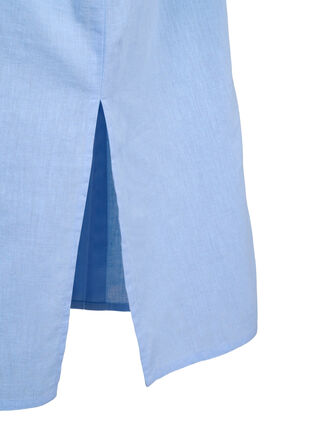 Zizzi Lang shirt van katoenmix met linnen, Serenity, Packshot image number 3