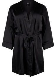 Satijnen kimono met riem, Black