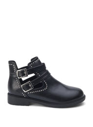 Wide fit - Enkellaarsjes met studs, Black