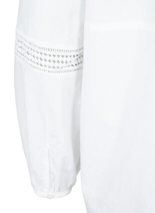 Zizzi Overhemdblouse met ruches op de kraag en een gehaakte band, Bright White, Packshot image number 3