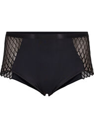 Slipje met mesh-detail en normale taille, Black, Packshot