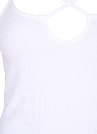 Zizzi Geribde top van biologisch katoen met kruisdetail, Bright White, Packshot image number 2