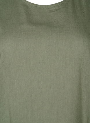 Zizzi Mouwloze jurk van katoenmix met linnen, Deep Lichen Green, Packshot image number 2