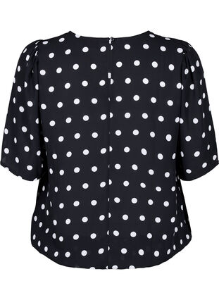 Zizzi Gestippelde blouse met korte mouwen, Black W. White Dot, Packshot image number 1