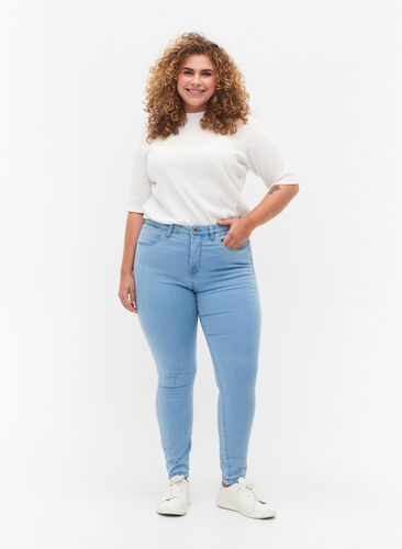 Zizzi Super slim Amy jeans met hoge taille, Ex Lt Blue, Model image number 0