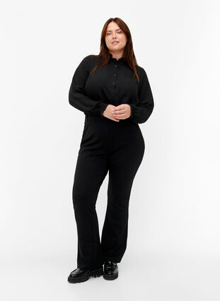 Zizzi Shirt blouse met ruches, Black, Model image number 2