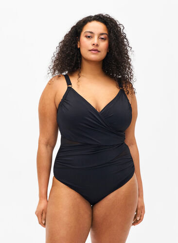 Zizzi Badpak met omslag, Black, Model image number 0