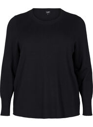 FLASH - Gebreide blouse met ronde hals, Black