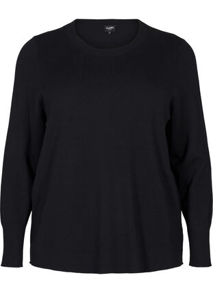 Zizzi FLASH - Gebreide blouse met ronde hals, Black, Packshot image number 0