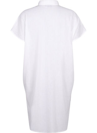 Zizzi Lang shirt van katoenmix met linnen, Bright White, Packshot image number 1