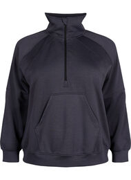 Sportief sweatshirt met hoge hals en ritssluiting, Asphalt