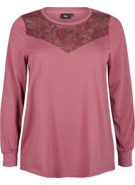 Sweatshirt met kanten details, Rose Brown