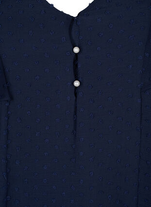 Zizzi Blouse met gestippelde textuur en korte mouwen, Navy Blazer, Packshot image number 2