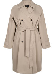 Klassieke lange trenchcoat met riem, Chinchilla