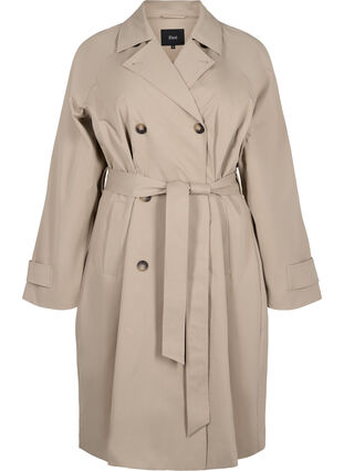 Zizzi Klassieke lange trenchcoat met riem, Chinchilla, Packshot image number 0