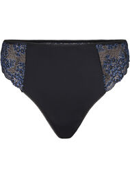 G-string van microvezels met kant, Black w Blue