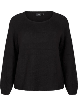 Zizzi Ruimvallende gebreide blouse met ronde hals, Black, Packshot image number 0