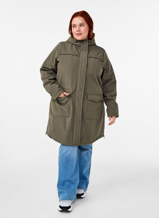 Zizzi Waterafstotende softshell jas met gewatteerde voering, Tarmac, Model image number 4