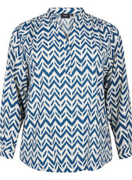 Blouse met lange mouwen en V-hals, OFF WHITE ZIG ZAG