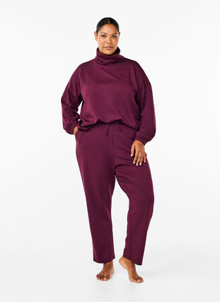 Zizzi Losse broek van modalmix, Fig, Model image number 0