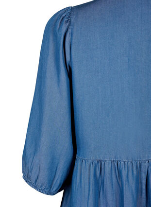 Zizzi Denim jurk van TENCEL™ Lyocell met 3/4 mouwen, Blue Denim, Packshot image number 3