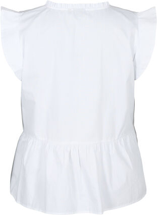 Zizzi Mouwloze top met pin-tuck en ruches, Bright White, Packshot image number 1