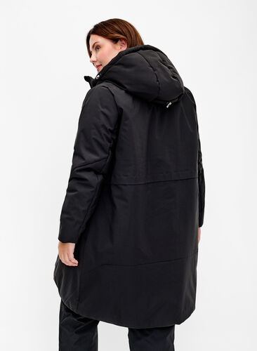 Zizzi Winterjas met verstelbare taille, Black, Model image number 1