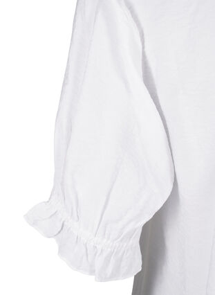 Zizzi Viscose blouse met korte mouwen en ruches, Bright White, Packshot image number 3