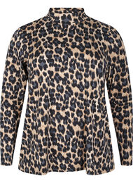 FLASH - Blouse met lange mouwen en col, Leopard Print 