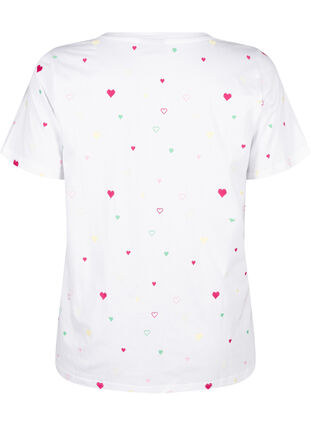 Zizzi T-shirt van biologisch katoen met citroenen, White Heart Emb., Packshot image number 1